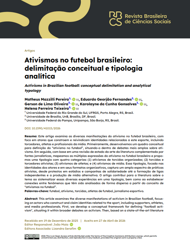 Ativismos no futebol brasileiro: delimitação conceitual e tipologia analítica